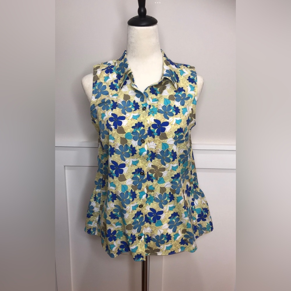 CABI #5215 Floral Wish Peplum Sleeveless Top Women’s Small, Limited Edition